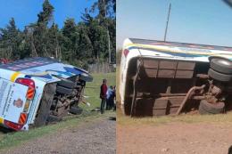 Photocollage of a Guardian Angel bus involved in a road accident along the Nairobi-Nakuru highway.